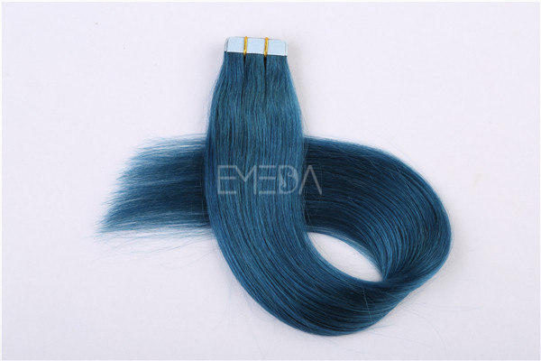 Blue color human hair tape hair extension ZJ0050
